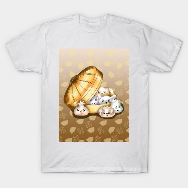 Cute dim sum dumplings in a steamer basket T-Shirt by cuisinecat